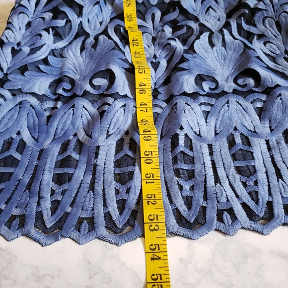 Foxiedox Rosabel Embroidered Midi Sheath Dress Blue Black Large NWT - Picture 11 of 11